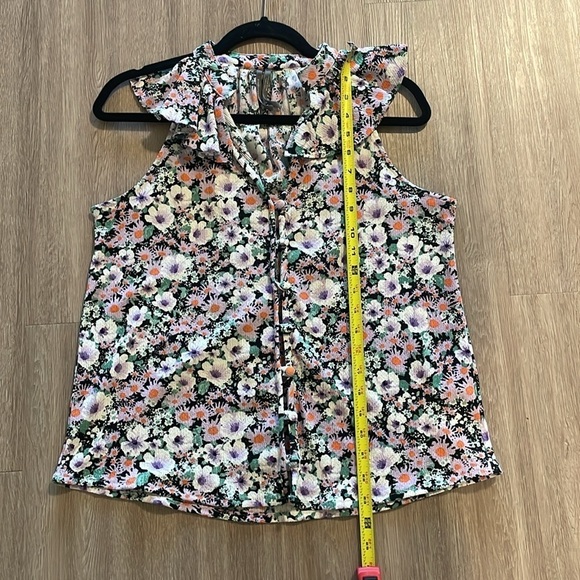 Anthropologie Women Tank Top Medium Black & Pink Chalmers Floral Cottagecore - Picture 15 of 16